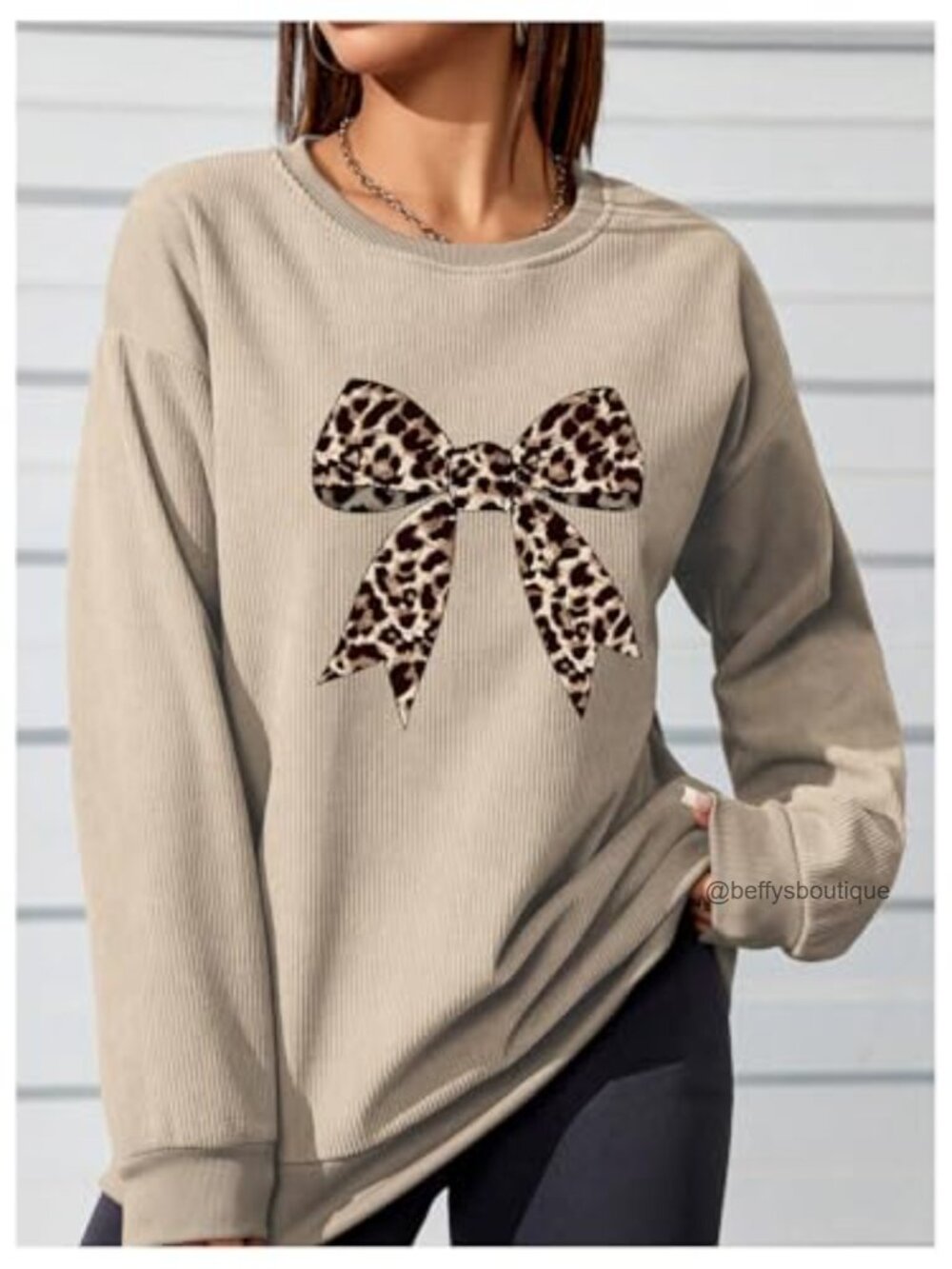 Leopard Print Oversized Sweatshirt Graphic Pullover Tunic Top Streetwear - Picture 3 of 3